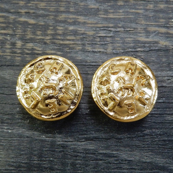 CHANEL Jewelry - CHANEL Gold Plated CC Vintage Round Earrings